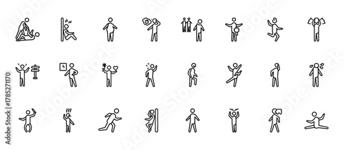 24 set of outline web feelings icons such as sleepy human, lonely human, impatient human, bored lazy vector thin icons for report, presentation, diagram, web design, mobile app