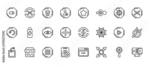 24 set of outline web user interface icons such as joyful smile, cinema star, screen in white, image with frame, about successful man vector thin icons for report, presentation, diagram, web design,