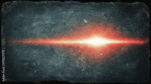 A bright red light streak shines horizontally against a dark textured background.