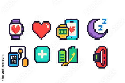 Health and fitness 3d icon set. Exercise, wellness, and technology icons collection.