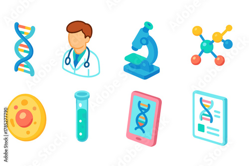 Medical, science 3d icon set. Healthcare, laboratory research icons 3d collection