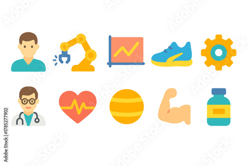 Technology and healthcare 3d icon set. Innovation, medical symbols 3d collection