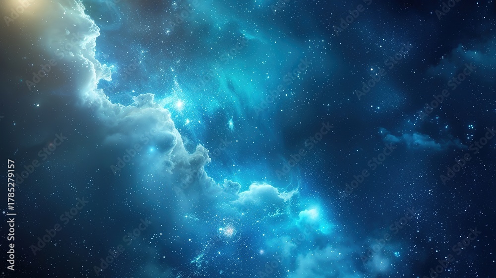 Fototapeta premium Dreamy_blue_nebula_tech_background