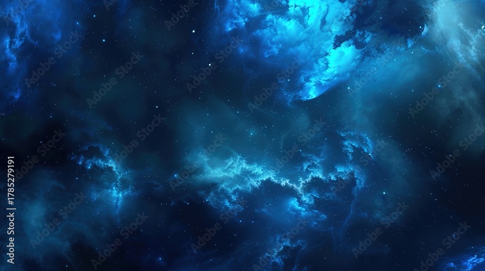 Fototapeta premium Dreamy_blue_nebula_tech_background