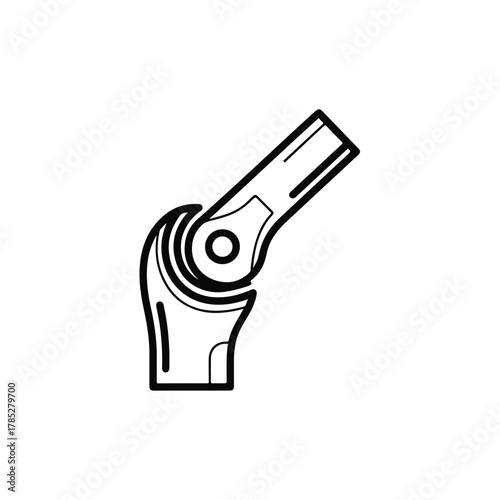 An outline illustration of a knee joint, depicting its skeletal structure and mechanical function for medical or anatomical study