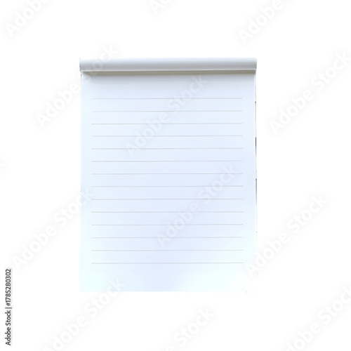 Flat Yellow Sticky Note with Horizontal Lines Isolated for Office Reminder Concept