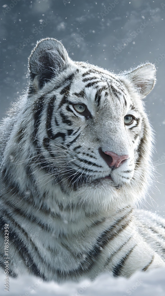Fototapeta premium white tiger in the snow