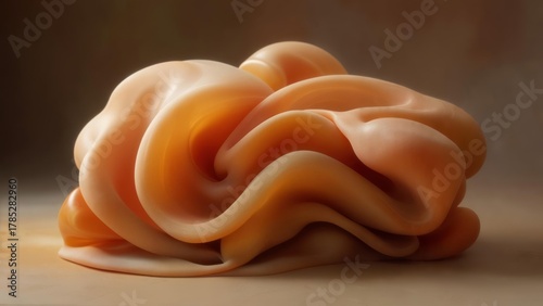 Abstract peach-toned soft sculpture, folded form
