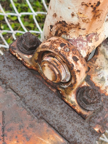 Rusty Bearing Unit Close-Up Industrial Component