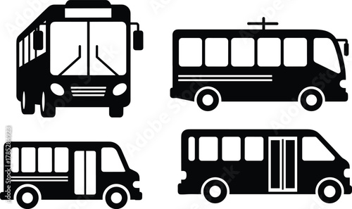 Essential bus collection perfect for transportation themes, travel guides, or city life designs adding simplicity and clarity to your project