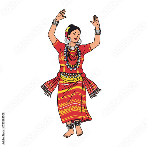 Dancer woman traditional dress culture folk dance costume