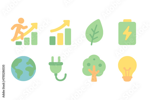 Eco-friendly, sustainability flat icon set. Environment, nature conservation icons flat collection