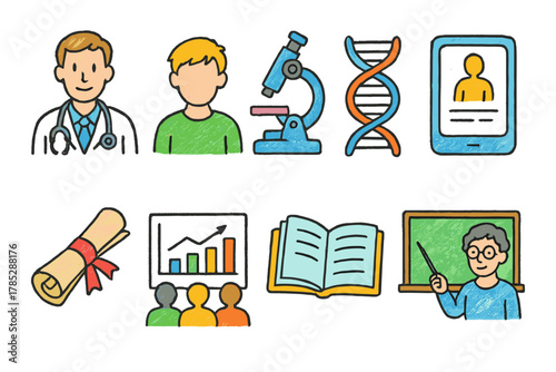 Education, science filled icon set. Learning, research, teaching icons filled collection