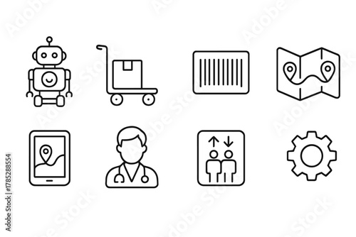 Technology and business outline icon set. Modern and professional symbols collection