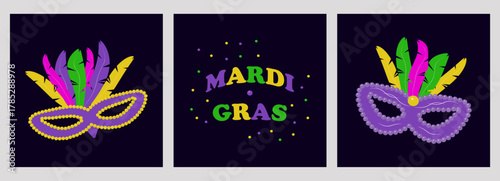 Carnival mardi gras party Set Artboard Design. For festival branding event promotion party invitation and creative graphic design project. Vector illustration