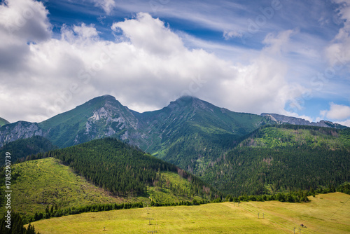 Fototapeta Naklejka Na Ścianę i Meble -  Beautiful mountain landscape of the pristine Belianske Tatras, a mountain range in the Eastern Tatras of North Central Slovakia.