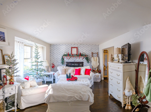 Christmas decor in an upper class home decorated for the holidays in 2025
