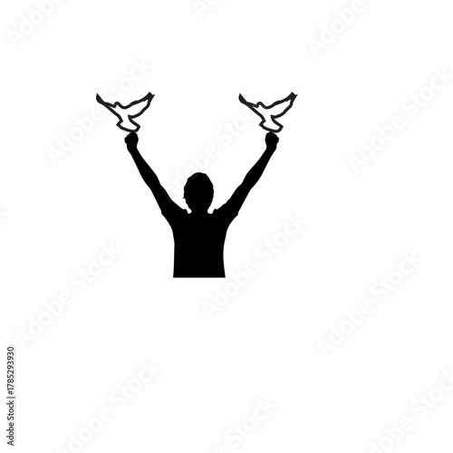 Person holding doves representing peace and freedom.