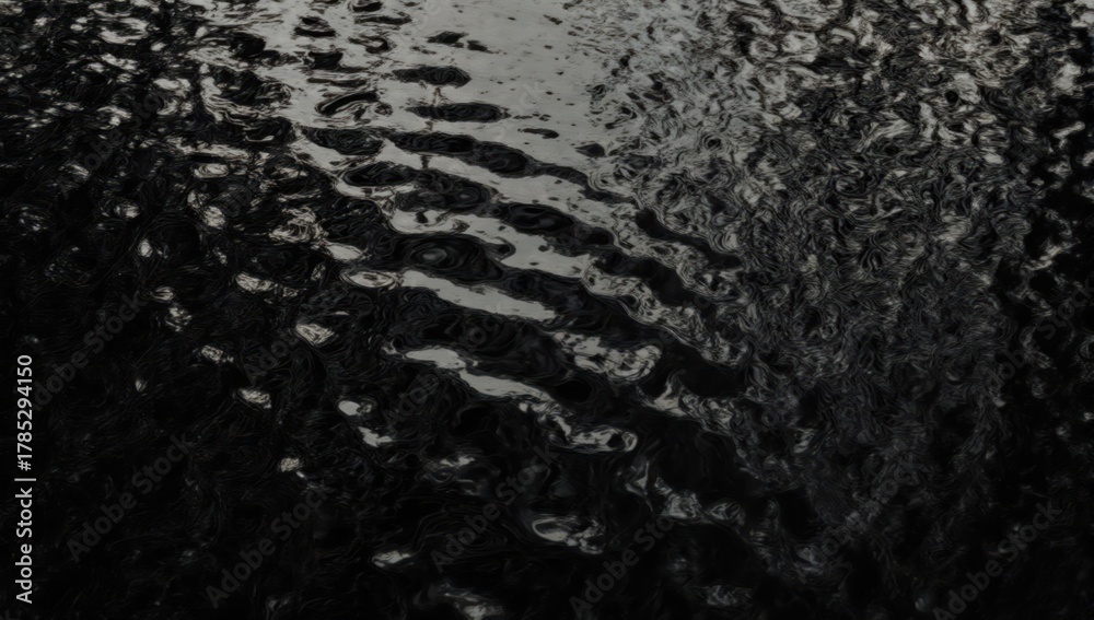 Obraz premium Rippling dark water surface, reflecting light, with textural undulation