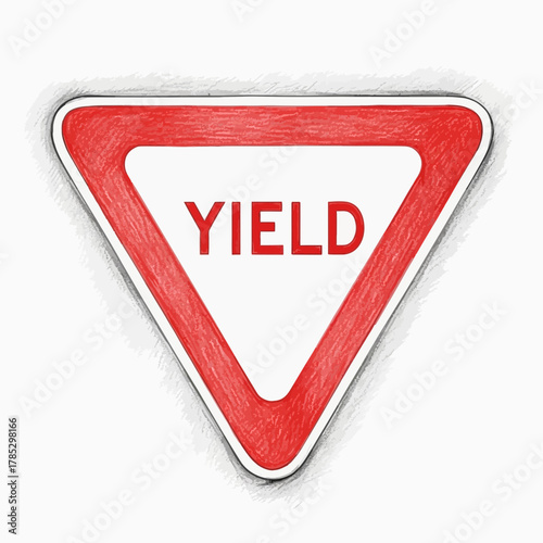 Artistic rendition of a yield traffic sign with a textured style