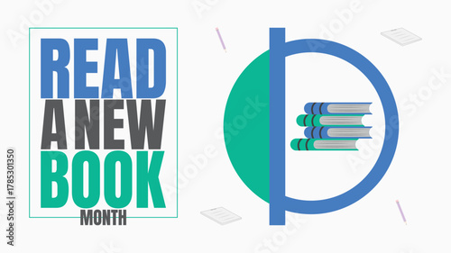 Read a New Book Month Celebration Illustration design templet