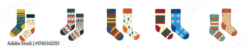 Geometric Abstract Holiday Socks Pair Design Element Vector Flat Illustration