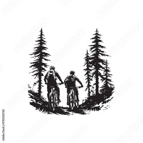 mountain biker silhouette vector illustration 
