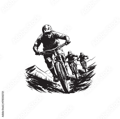mountain biker silhouette vector illustration 