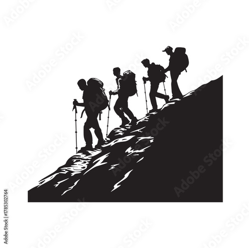group of mountain climber silhouette vector illustration 