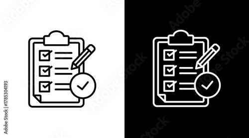 Task Completion  White Icon Set Design
