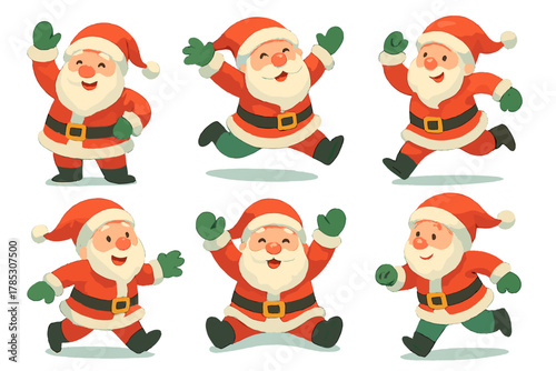 Christmas silhouette icon set. featuring santa claus, reindeer, sleigh, christmas tree, gift, and bell.