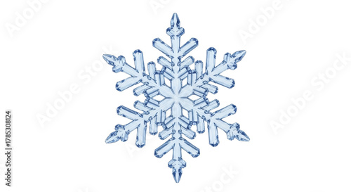  Detailed blue crystalline snowflake symbol on a transparent background, PNG image, PNG file