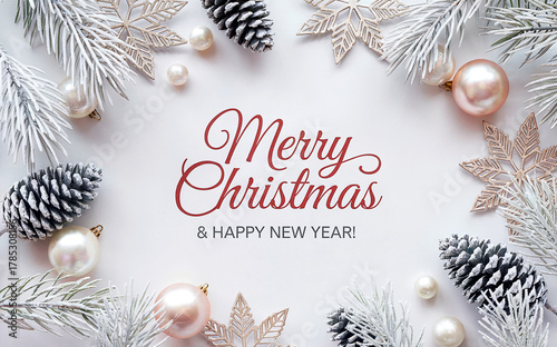 Merry Christmas Happy New Year Flatlay