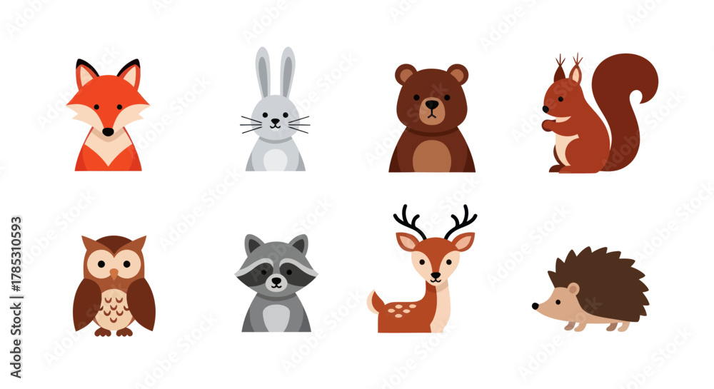 © King - Cartoon forest animals illustration fox rabbit bear squirrel owl raccoon deer hedgehog © King - Cartoon forest animals illustration fox rabbit bear squirrel owl raccoon deer hedgehog