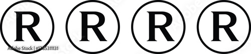 Registered Trademark Vector Illustration, Four Encircled R Icons in Row, Repeating Registered Symbol, Brand Protection Concept, Intellectual Property, Minimal Flat Design