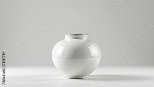 Korean Moon Jar, Baekja: Minimalist White Porcelain Still Life.