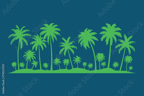 island palms cluster silhouette vector graphic for seaside layout