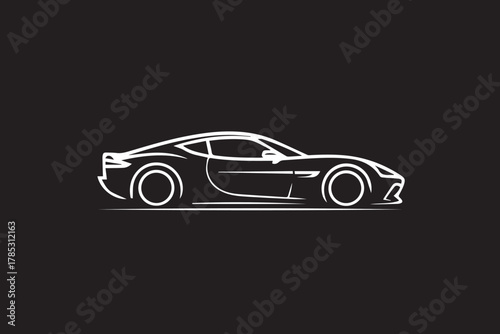 car line drawing sports car silhouette vector illustration for branding