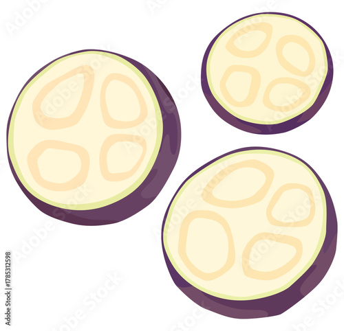 輪切りした茄子のイラスト ベクター素材