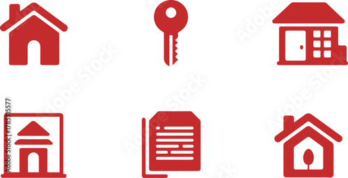 3D illustration of real estate house icons set with success arrow symbol and finance achievement concept key vector design