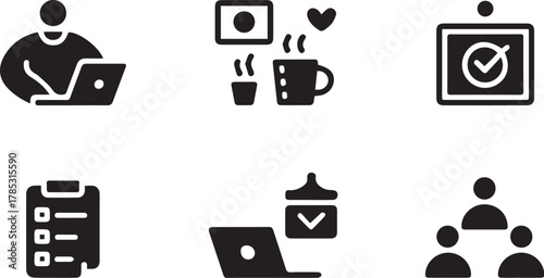 Black and white vector icon set for web and business illustrations