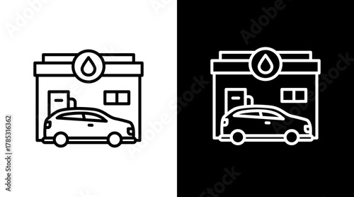 Gas Station  Icon Set Multiple Style Collection