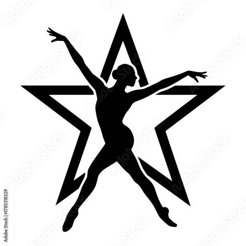 Dancer Silhouette in Front of Bold Five-Pointed Star