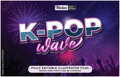 kpop or korean pop neon text effect editable eps cc