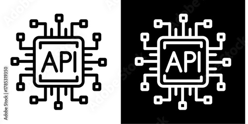 Tableau sur toile API Connection Icon Set Multiple Style Collection