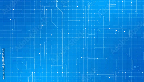 Abstract Blue Digital Network Grid Background.
