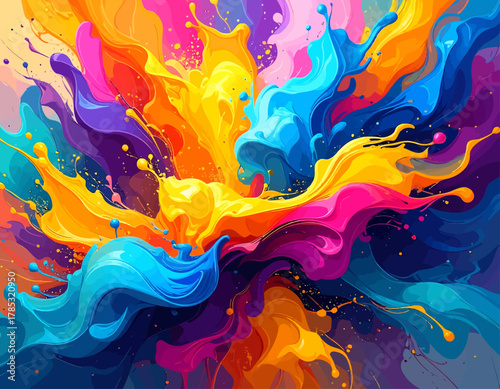 Explosion of Vibrant Colors and Abstract Shapes.