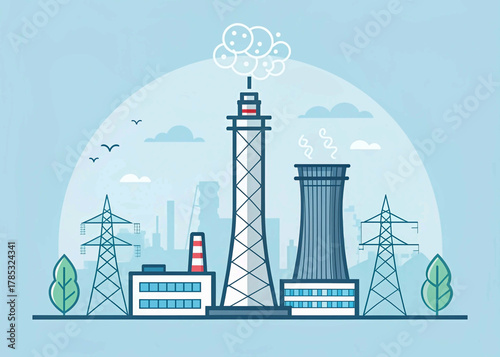 PNG tower gas plant background flat design industry concept icon refinery architecture engineering element factory smoke electricity building silhouette modern power station urban