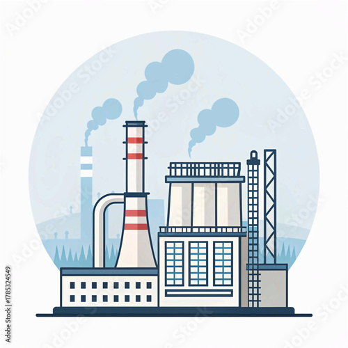 PNG tower gas plant background flat design industry concept icon refinery architecture engineering element factory smoke electricity building silhouette modern power station urban