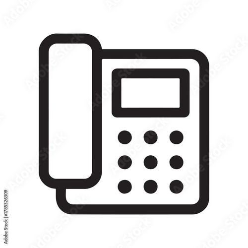Modern Landline Telephone Icon in Black and White Simple Communication Device Illustration Minimalist Office Equipment Symbol for Business and Home Use